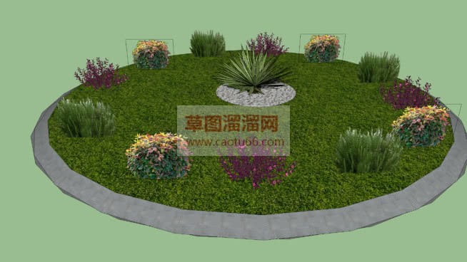 圆形花坛花圃SU模型