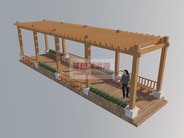 休闲廊架景观SU模型