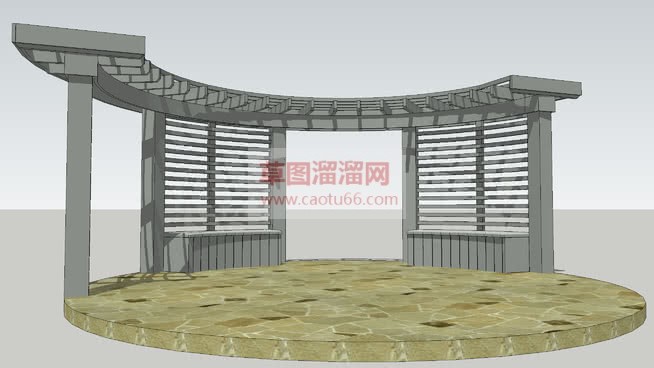 木质廊架凉棚SU模型