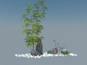 假山鹅卵石竹SU模型