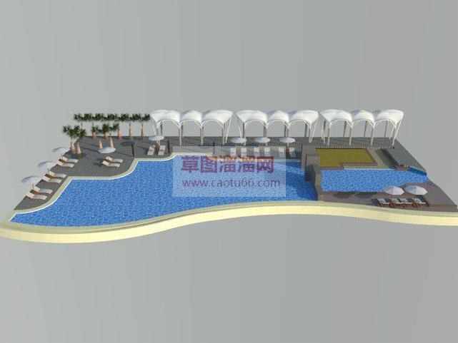 大型户外游泳SU模型