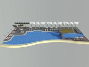 大型户外游泳SU模型