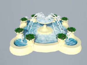 欧式水池喷泉SU模型