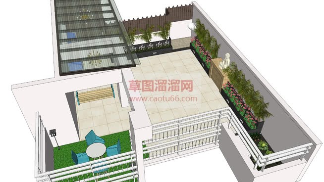 屋顶花园SU模型