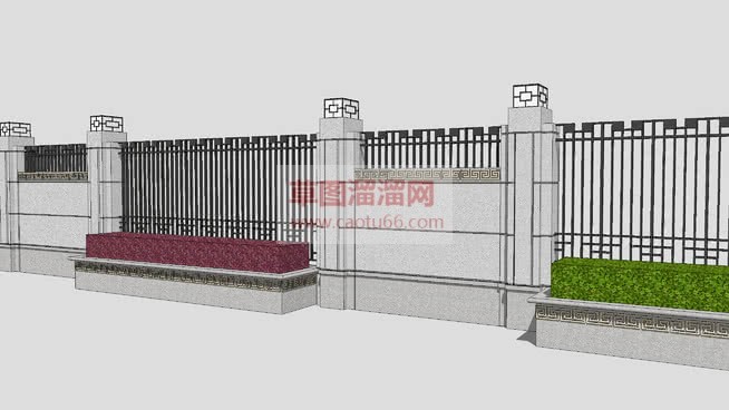 围墙护SU模型