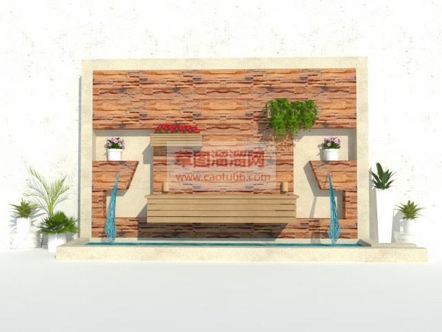 中式现代景墙SU模型