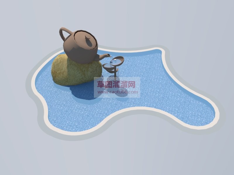 茶壶水景流水SU模型