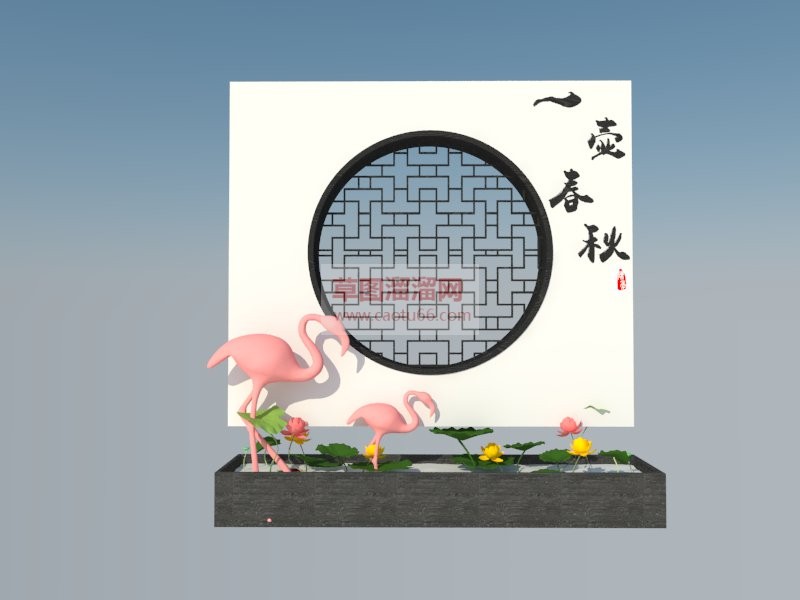 中式景观墙火SU模型