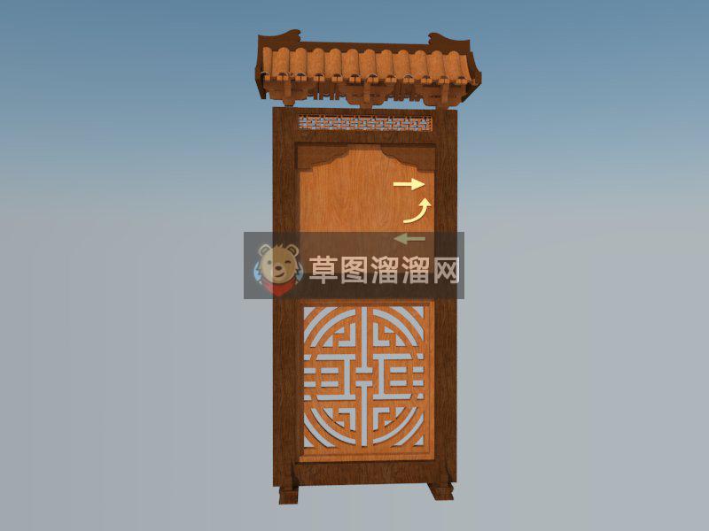 中式指路牌指示牌SU模型