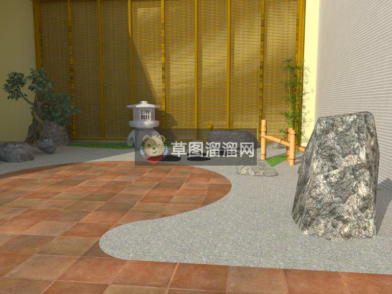 中式枯山水庭SU模型