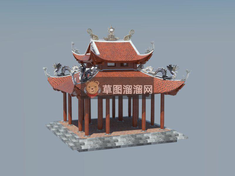 东南亚亭子SU模型