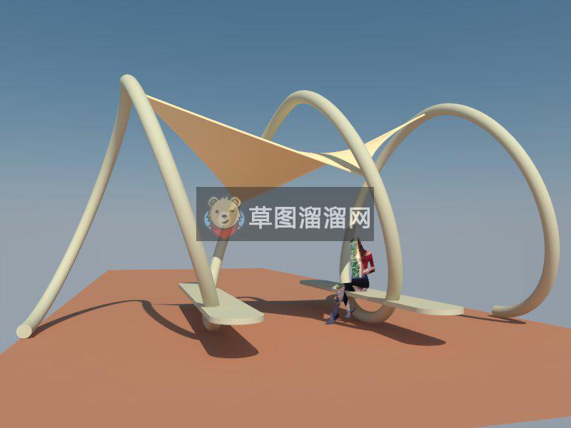 张拉膜景观廊架SU模型
