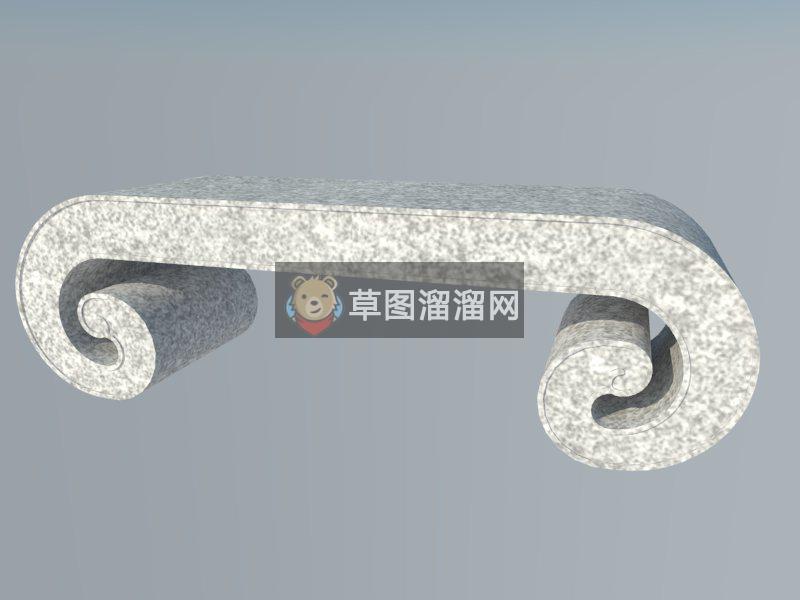 户外石制石凳SU模型