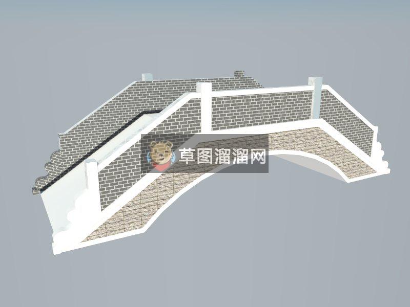 中式景观桥SU模型