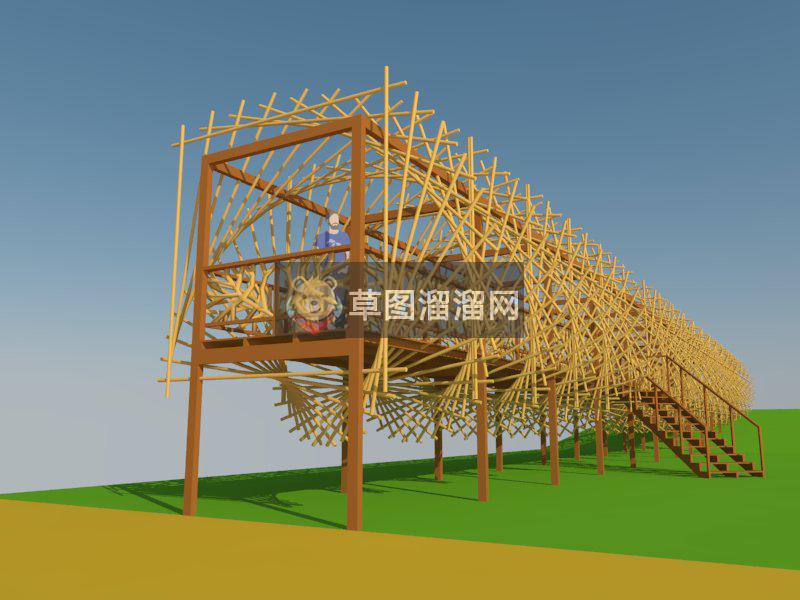 木质观景台SU模型