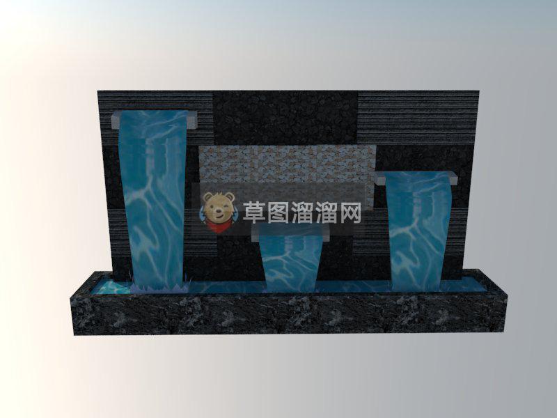 水景墙喷泉流水SU模型