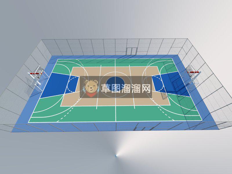 围栏篮球场SU模型