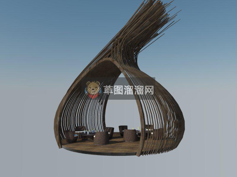 创意廊架SU模型