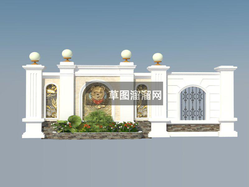 欧式景墙围墙SU模型