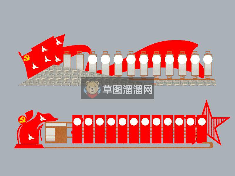 党建雕塑红色SU模型