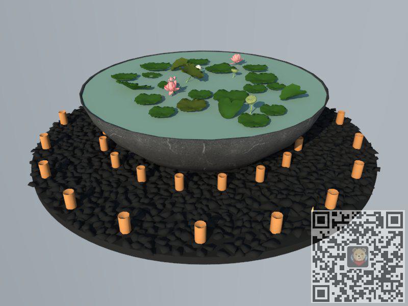 荷花池景观水池SU模型