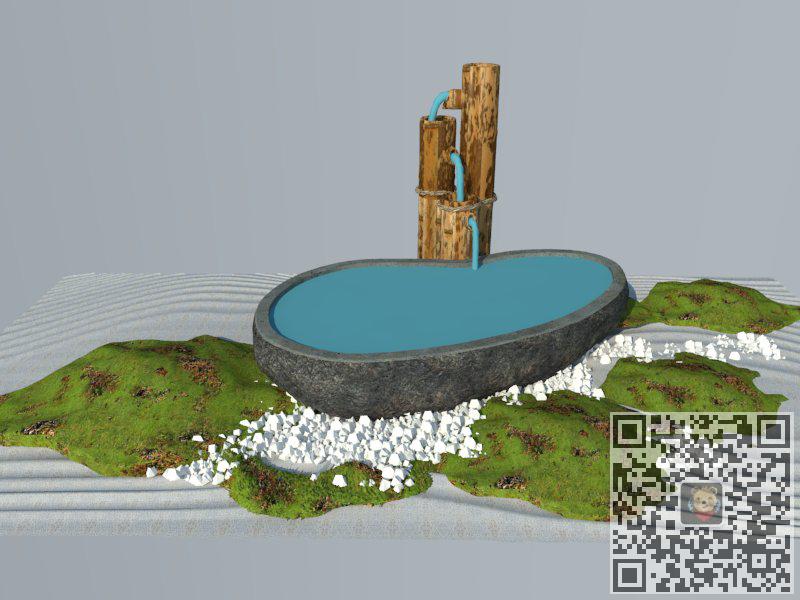 流水景观水池SU模型