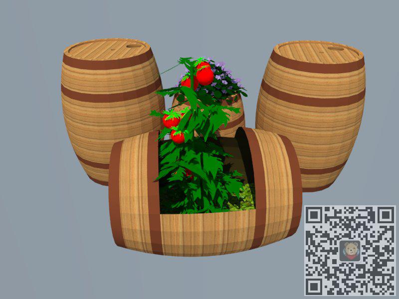 木桶花箱景观小品SU模型