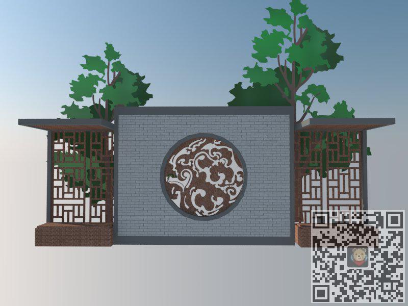 新中式景墙SU模型