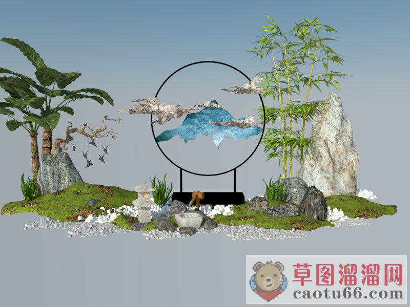 新中式禅意景观SU模型