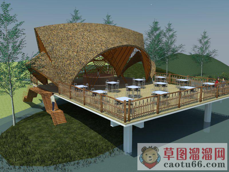 观景台景观台咖啡厅SU模型