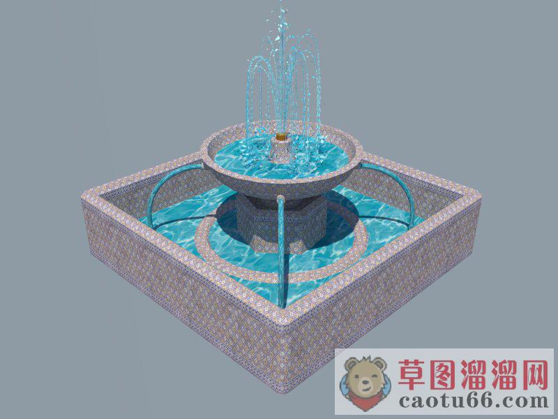 欧式喷泉小景SU模型