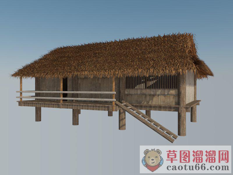 茅草屋茅草房高脚屋SU模型