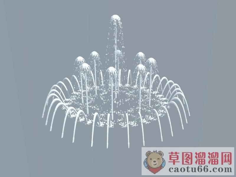 旱喷水珠喷泉SU模型