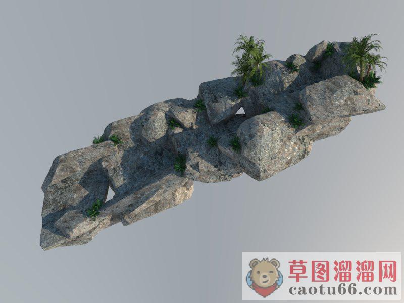 流水假山石SU模型