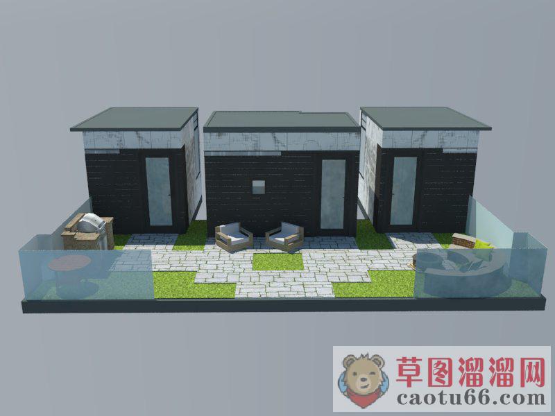 屋顶花园SU模型