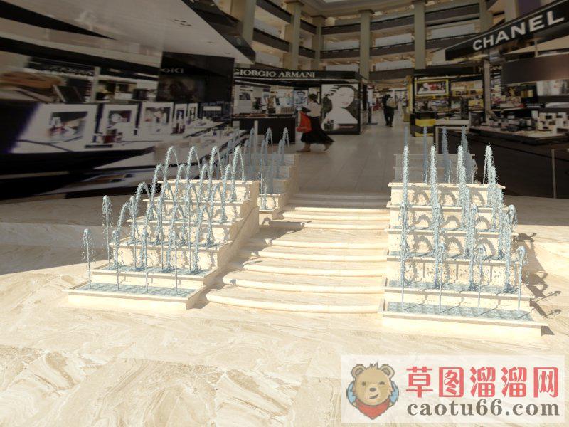 阶梯喷泉水景SU模型
