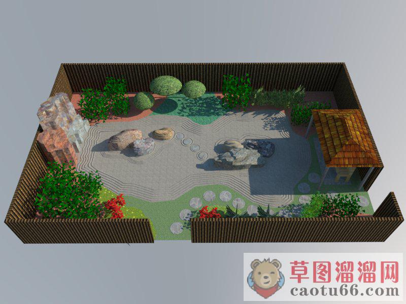 枯山水花园景观SU模型