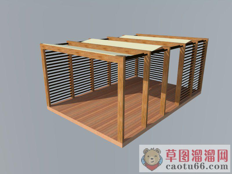 木质凉棚廊架SU模型