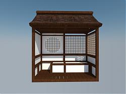 日式木屋亭子SU模型 免费sketchup模型下载