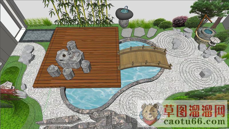 枯山水景观花园SU模型