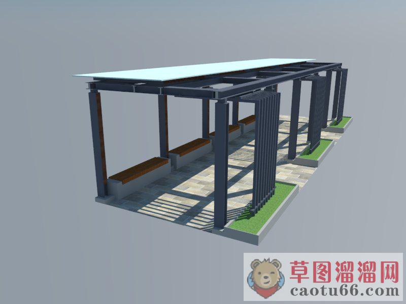 现代廊架SU模型
