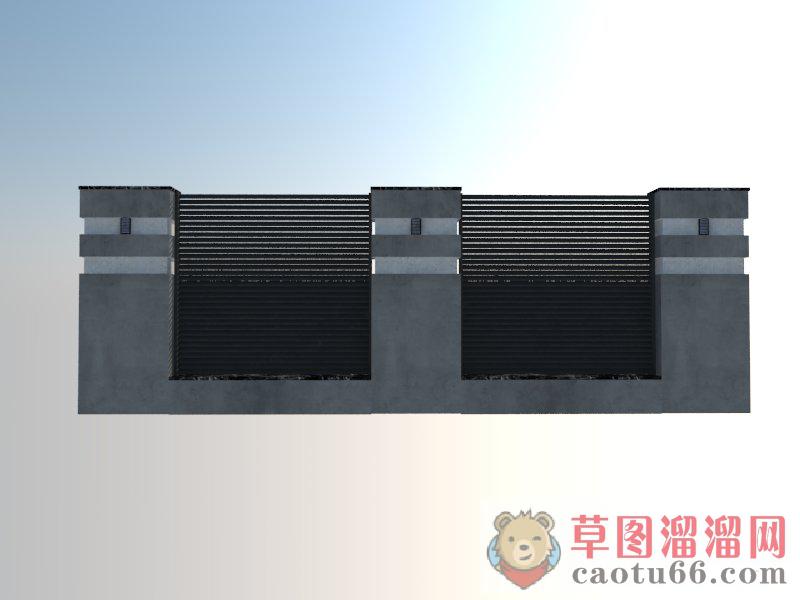 现代围墙SU模型
