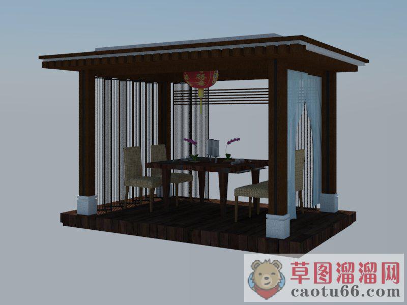 中式廊亭亭子SU模型
