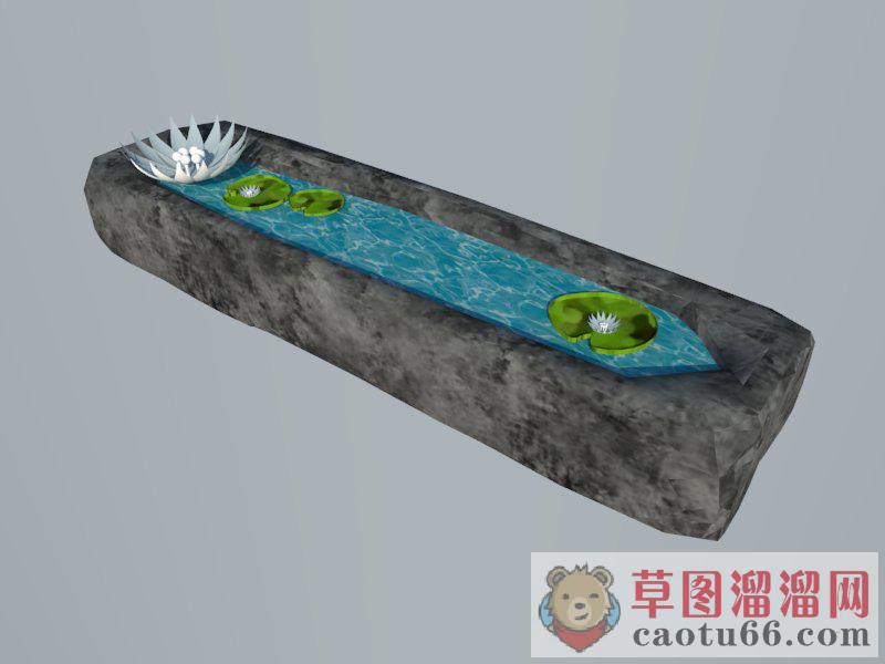 荷花池水池景观SU模型