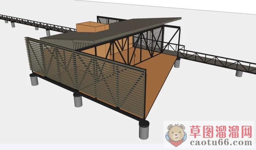 现代栈道廊桥SU模型