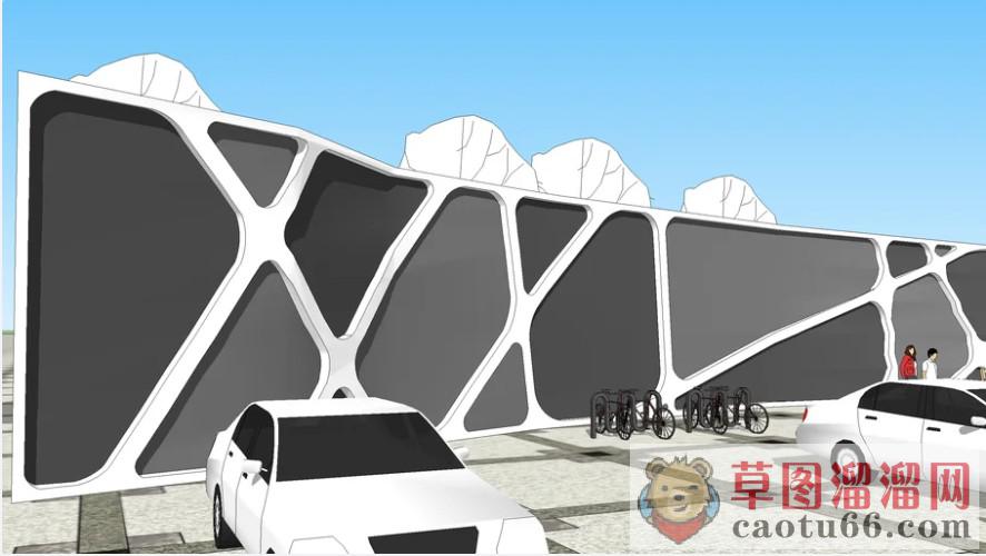 户外景观隔断墙SU模型