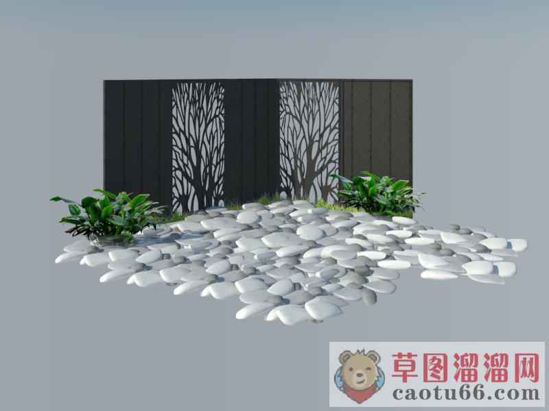 景观庭院石子SU模型