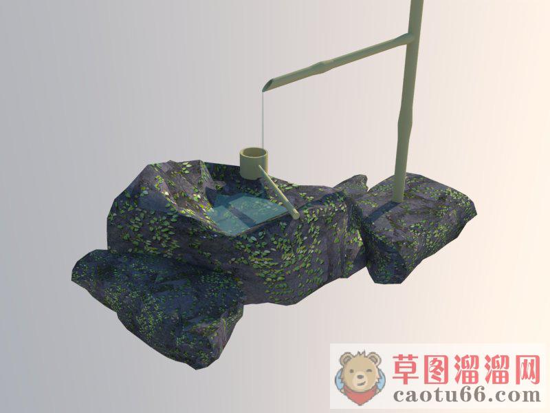 景观流水竹制SU模型