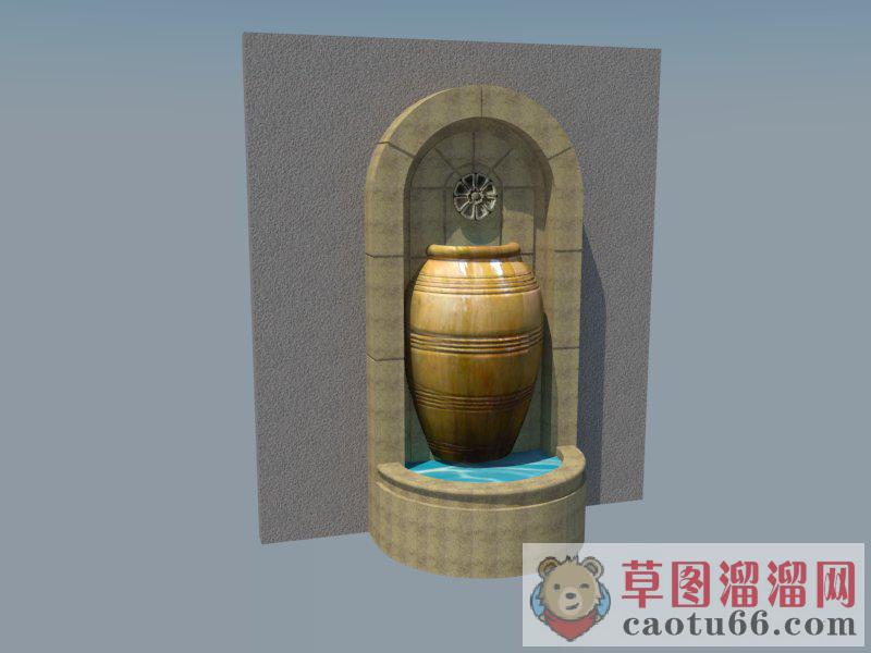 陶罐流水水景墙SU模型