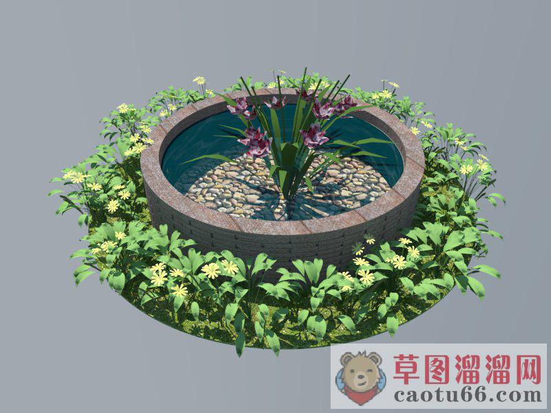 花池水池花坛SU模型